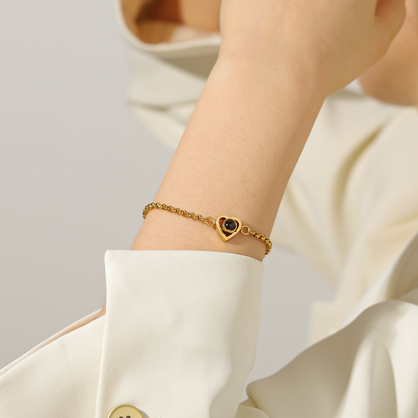 Heart Customized Photo Projection Bracelet WO-CSB0093