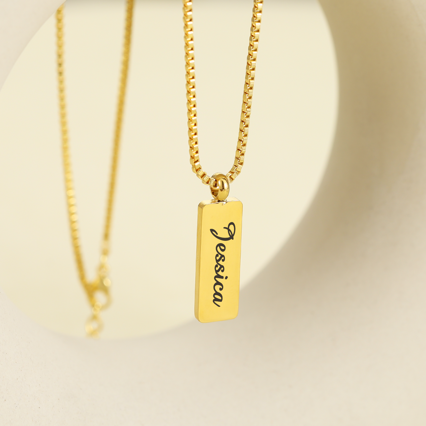 Bar Name Box Chain Necklace