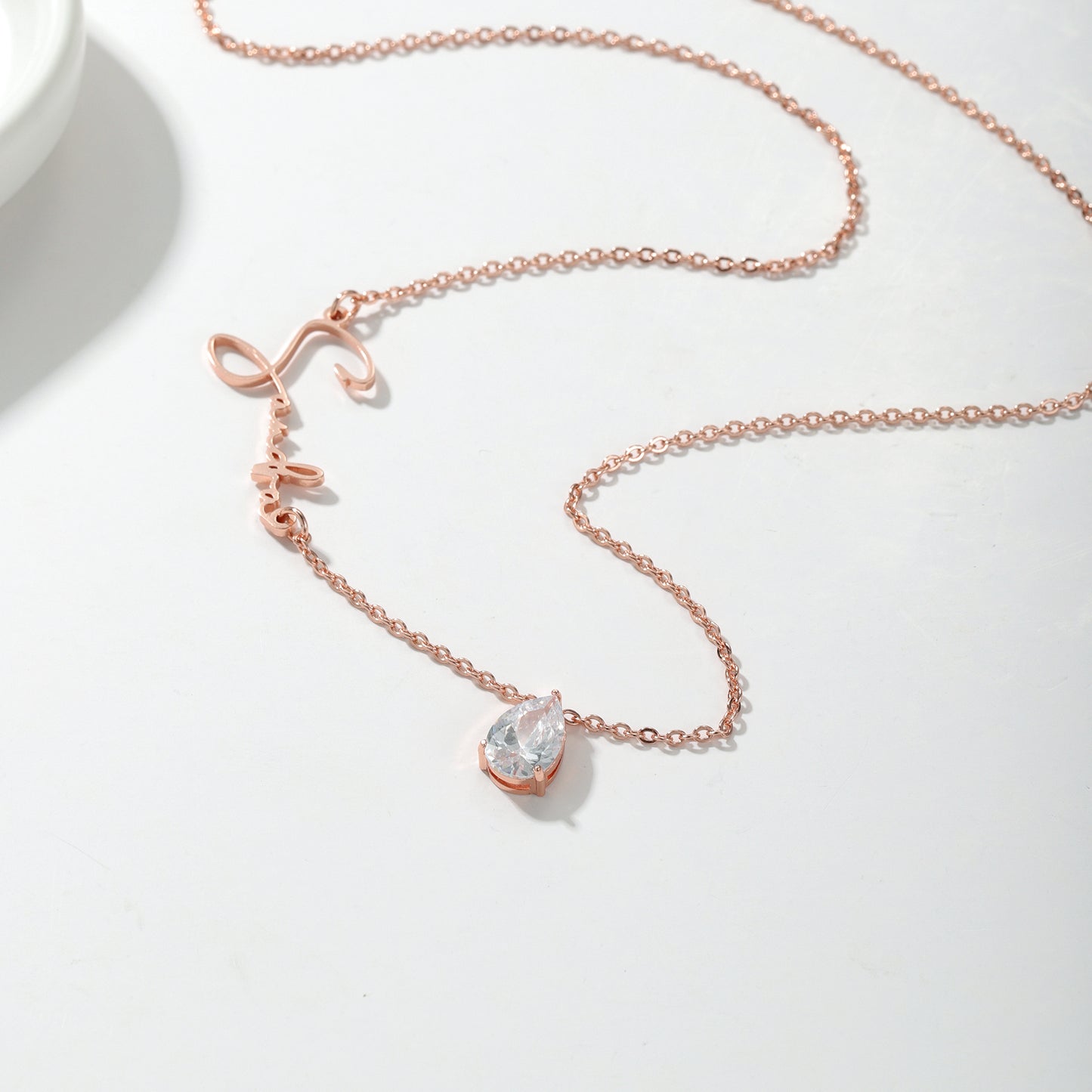 Customized Beveled Name Drop Zircon Necklace