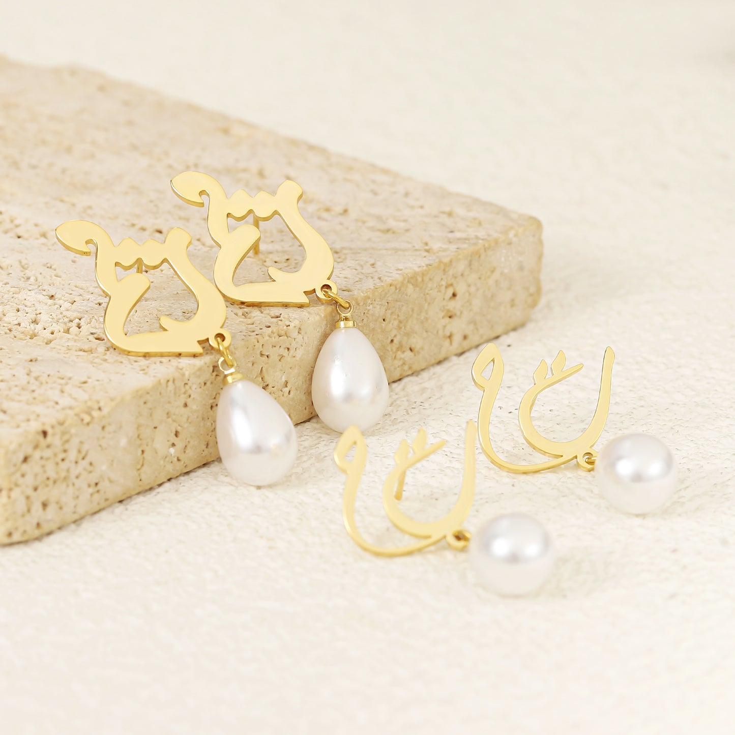 Custom Arabic Name Pearl Earrings | Women