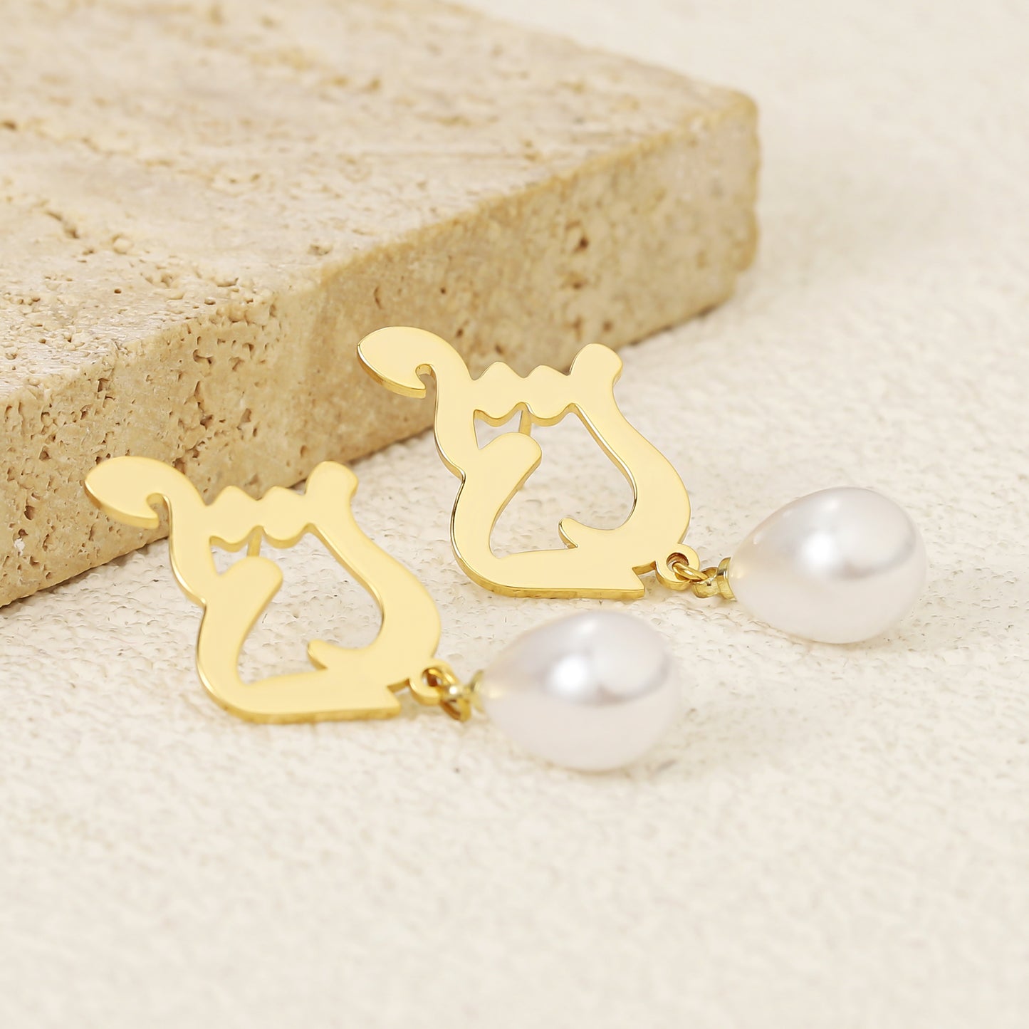 Custom Arabic Name Pearl Earrings | Women