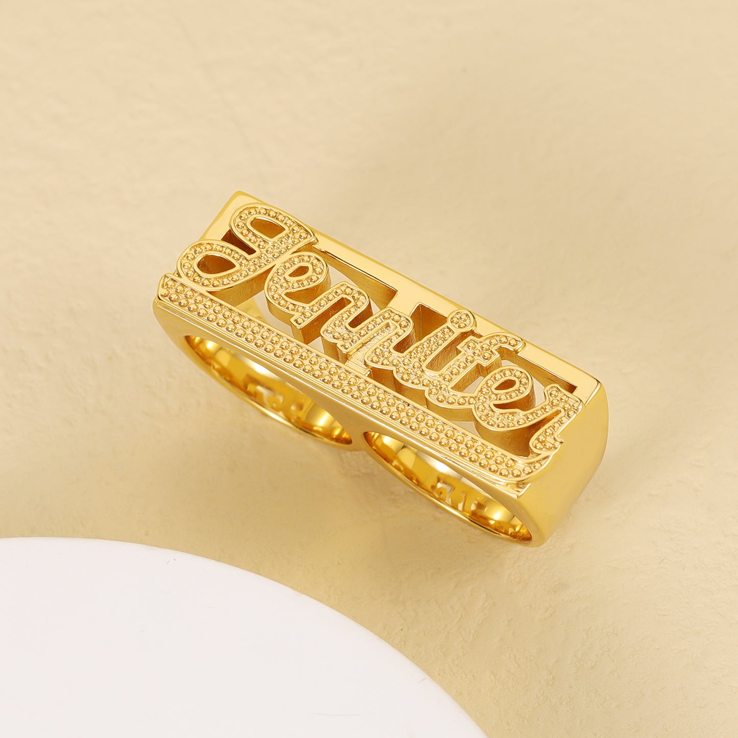 3D Double Gold Name Ring