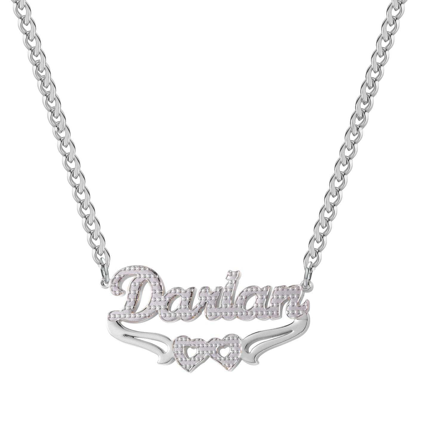 Custom Name Two Tone Heart Necklace