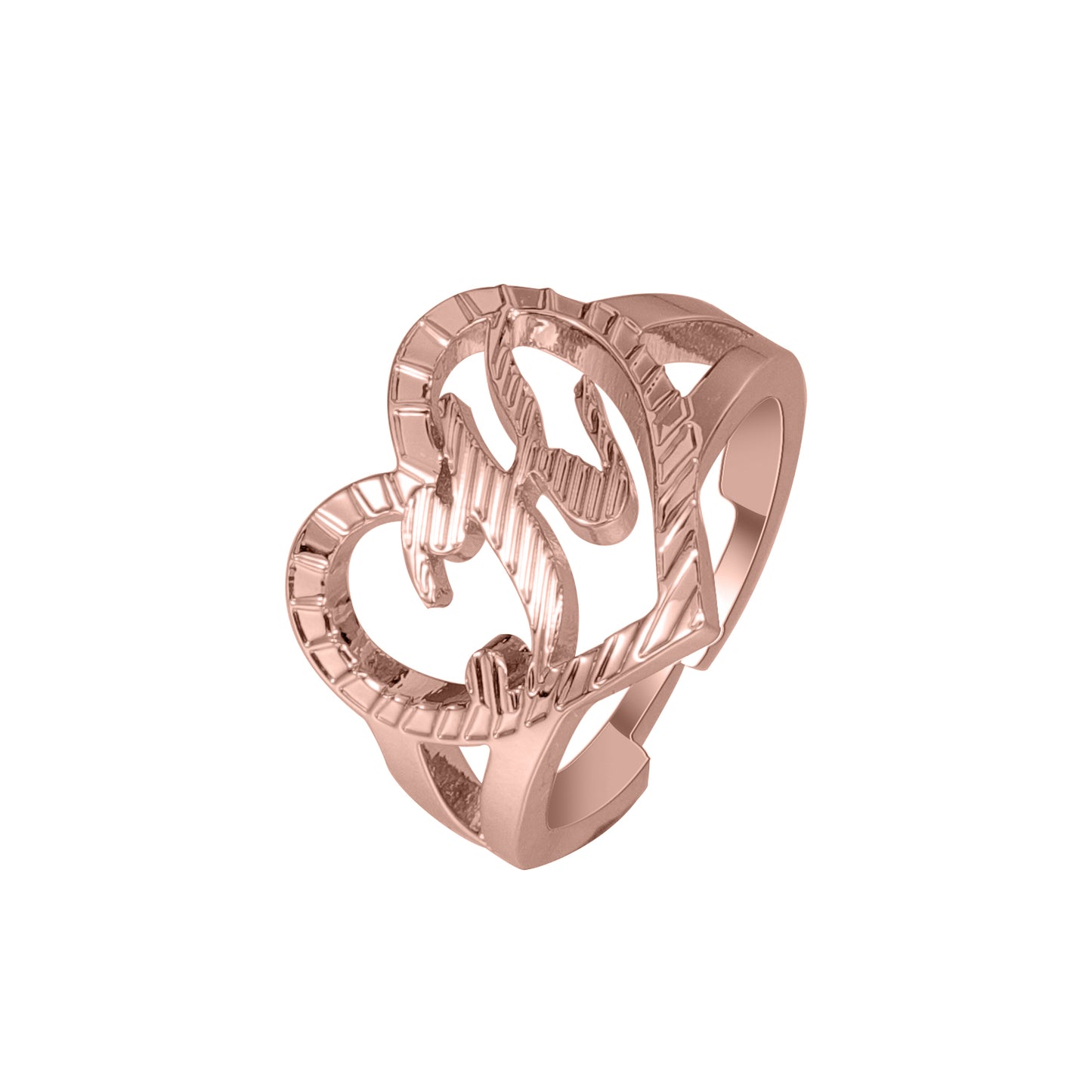 Heart Gold Initial Ring