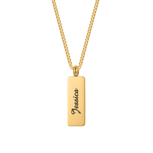 Bar Name Box Chain Necklace