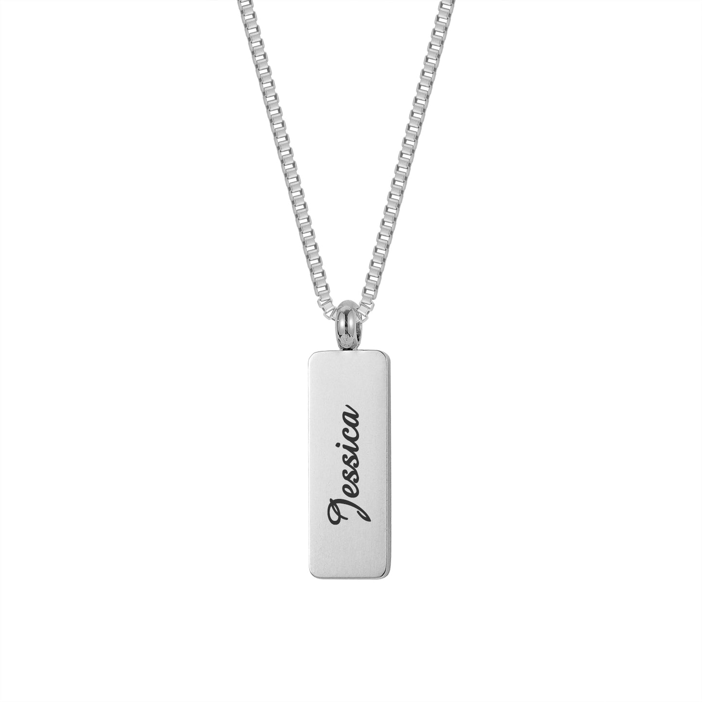 Bar Name Box Chain Necklace