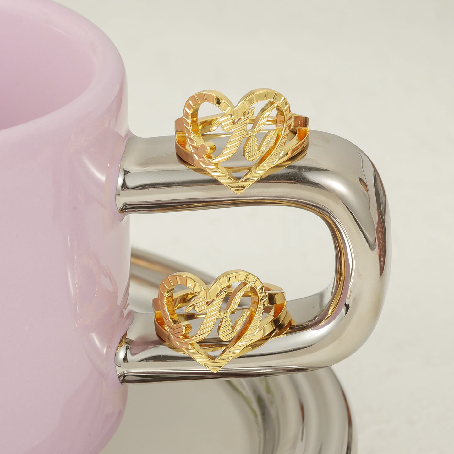 Heart Gold Initial Ring