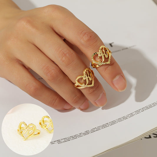 Heart Gold Initial Ring