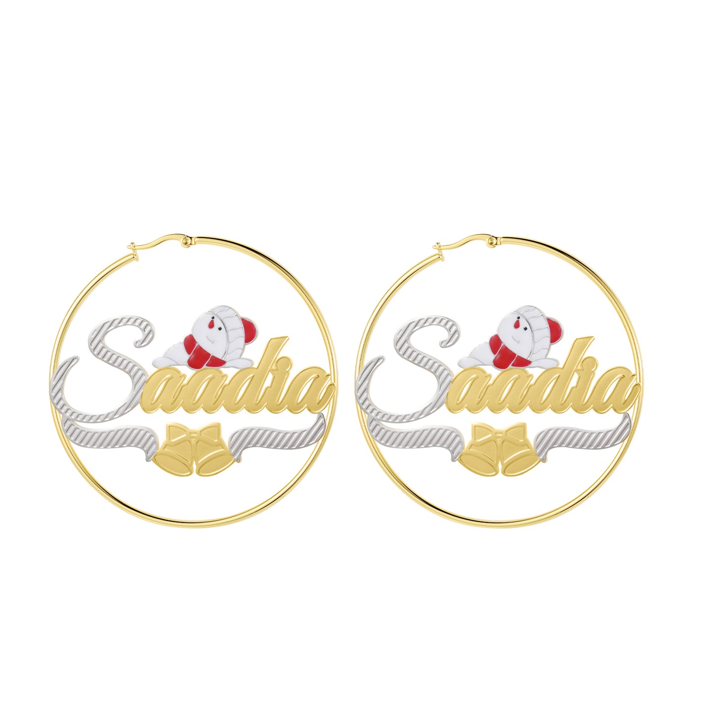 Santa Claus Two Tone Hoop Earring