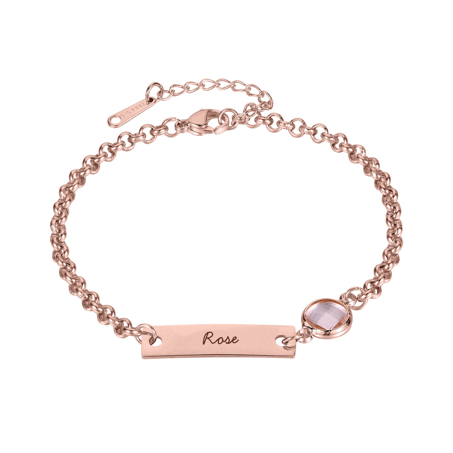 Engrave Name Bracelet With Birthstone