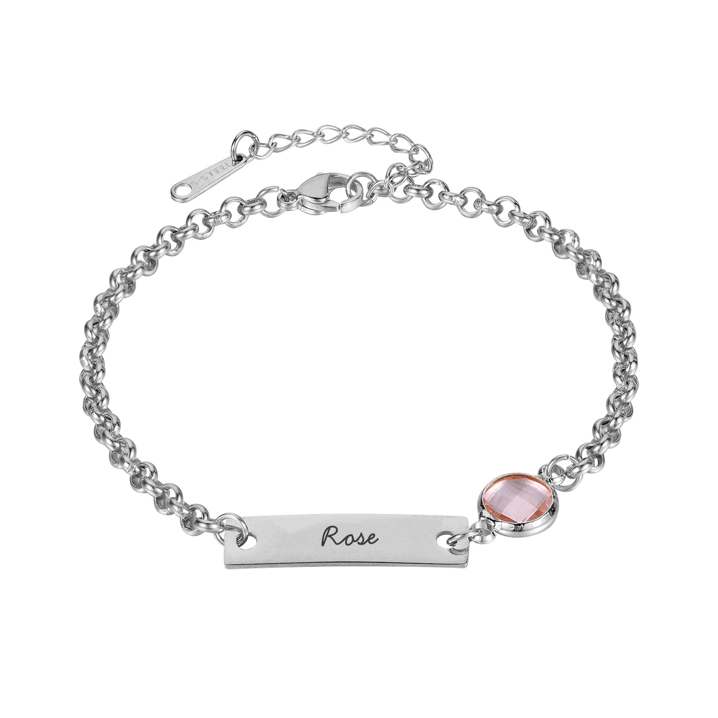 Engrave Name Bracelet With Birthstone