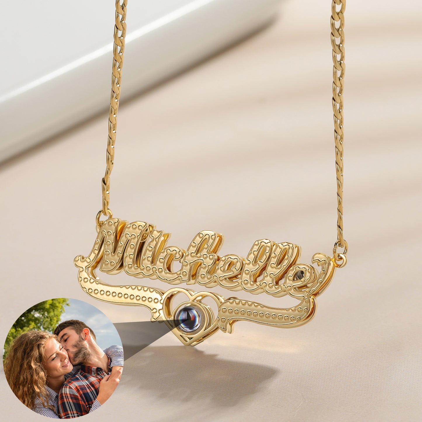 Double Layer Projection Name Necklace