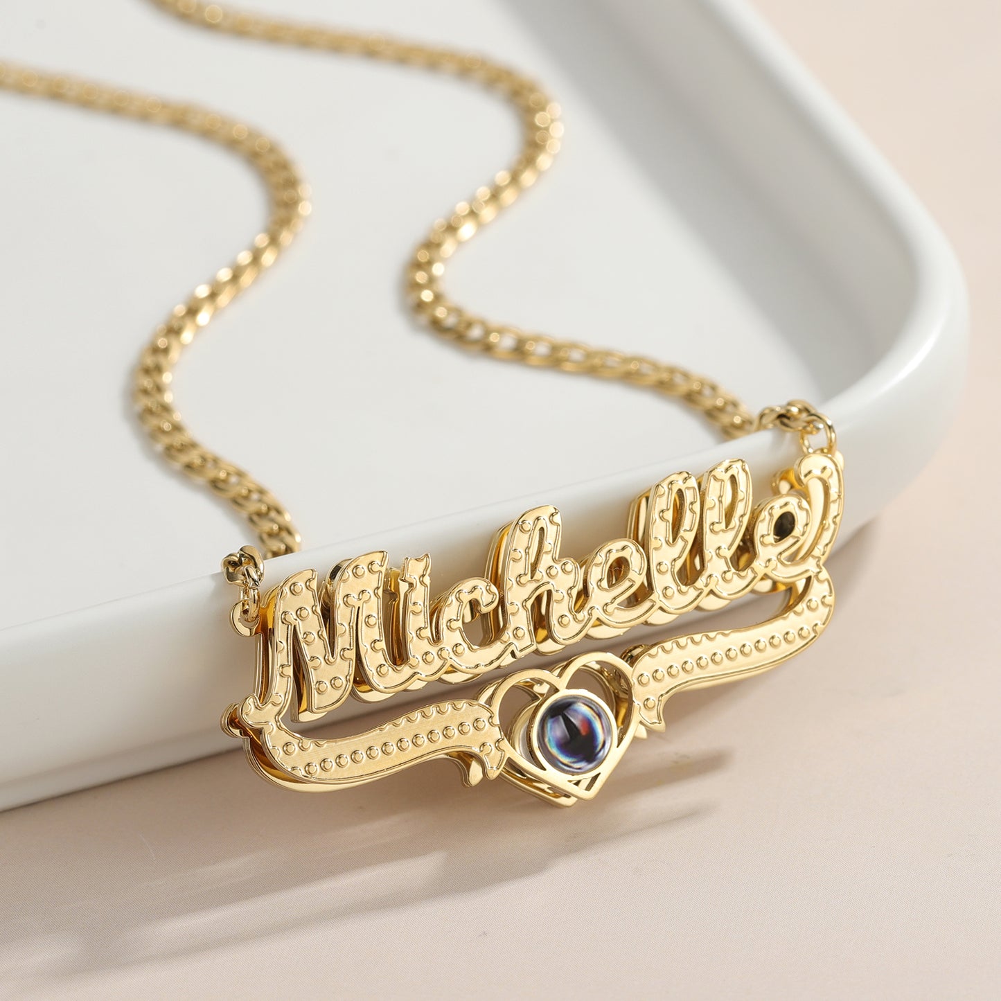 Double Layer Projection Name Necklace