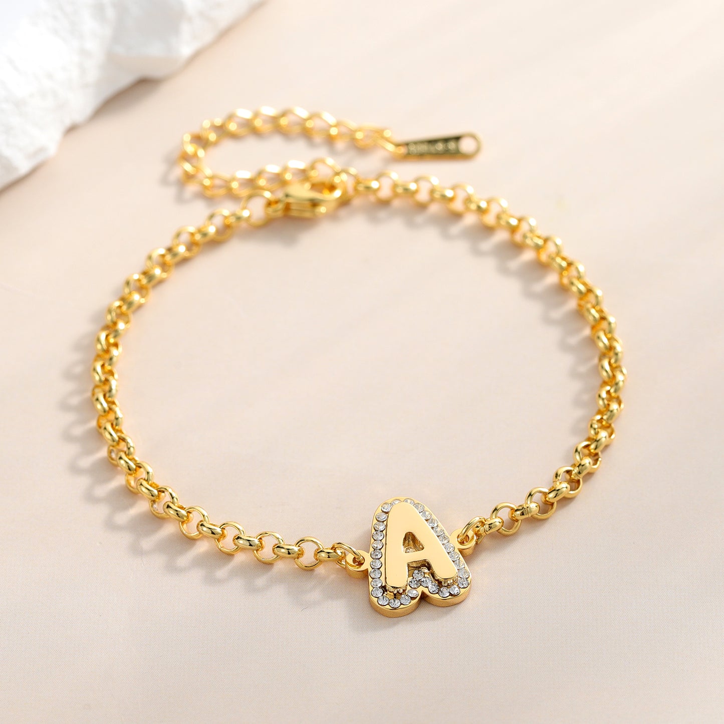 Diamond Letter Dainty Name Bracelet