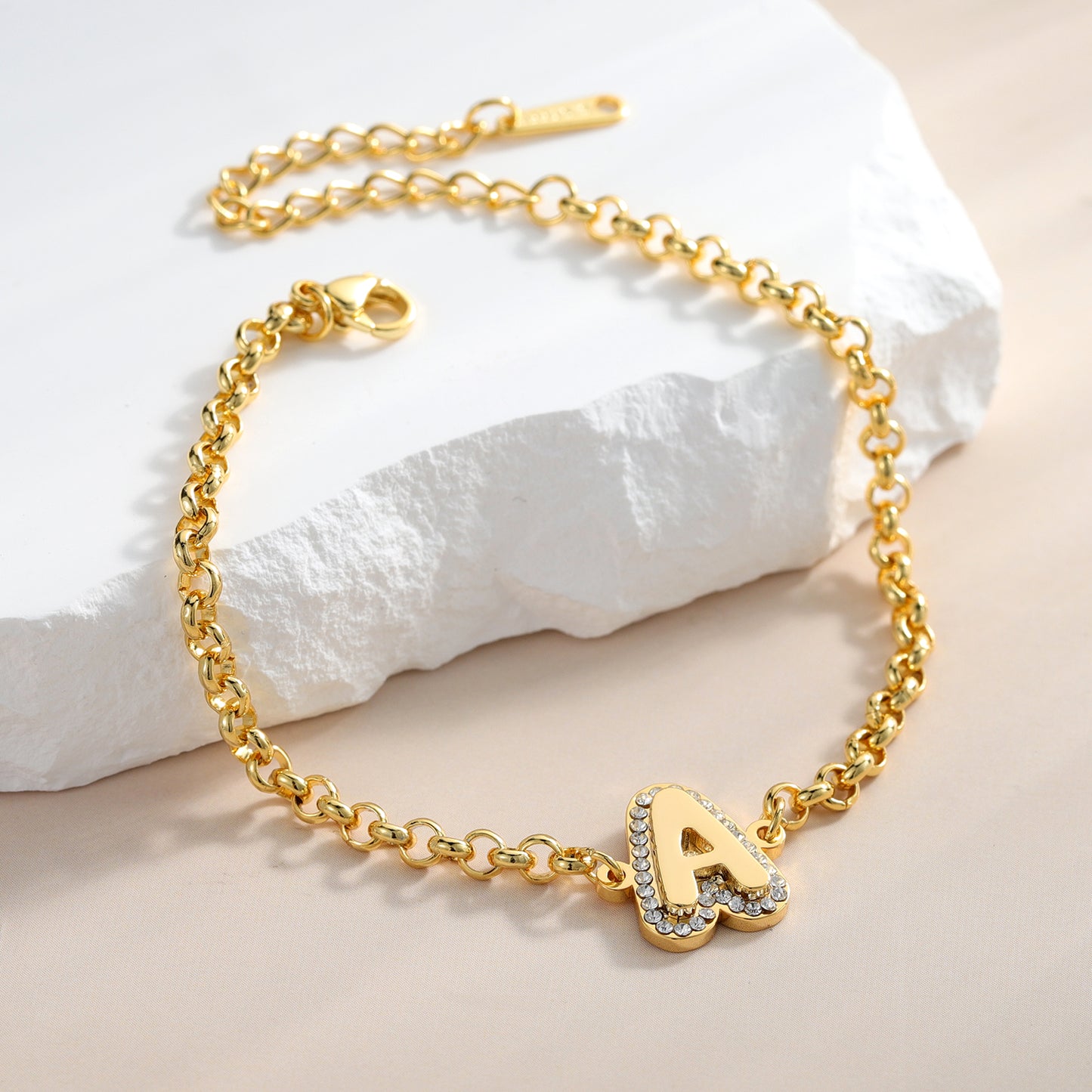 Diamond Letter Dainty Name Bracelet