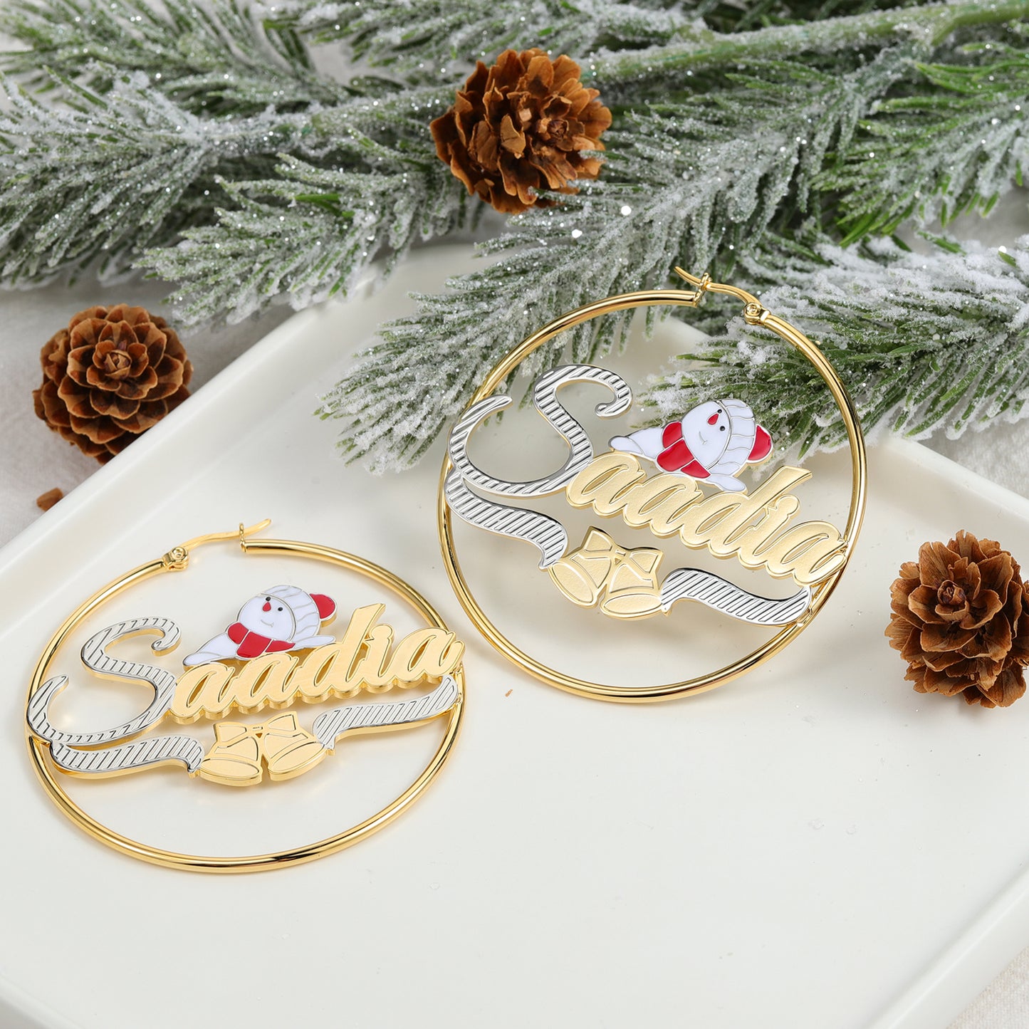 Santa Claus Two Tone Hoop Earring