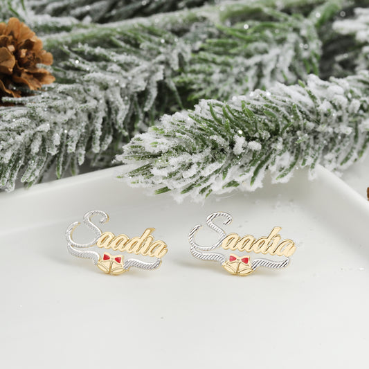 Two-Tone Christmas Name Earring