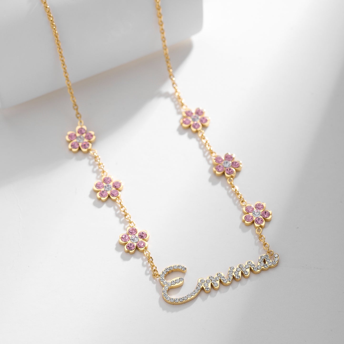 Flower Diamond Name Necklace