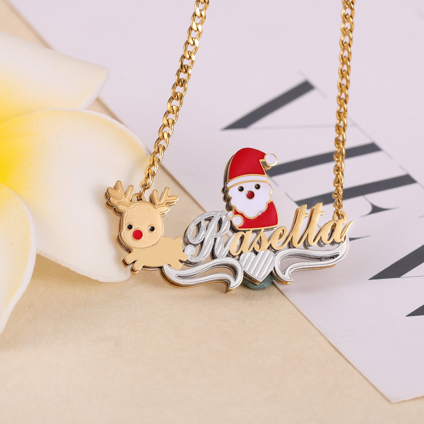 Christmas Two Tone Name Necklace