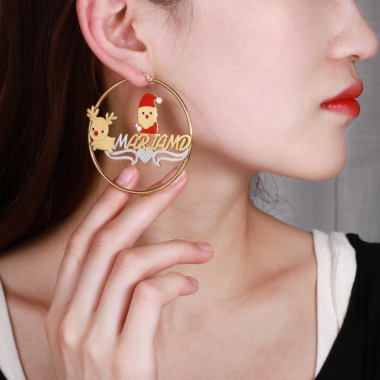 Christmas Two Tone Hoop Earring