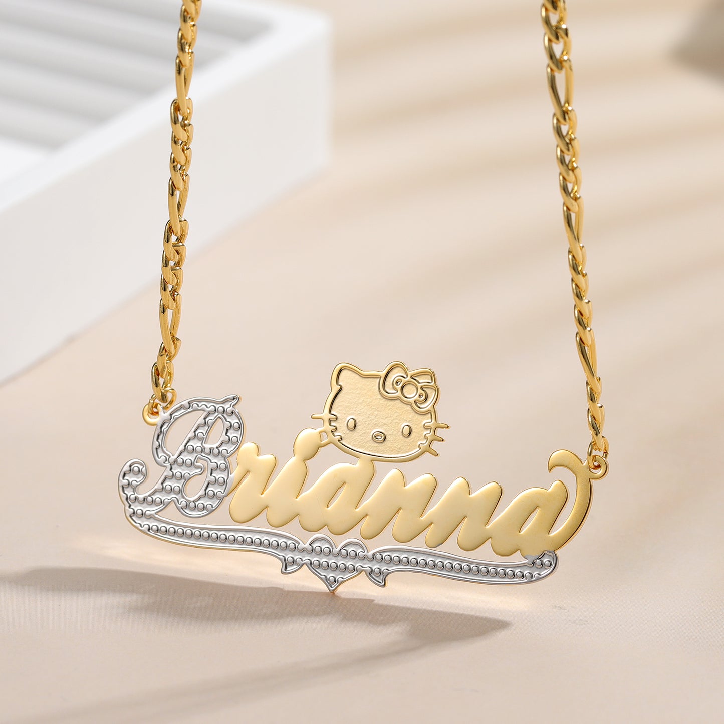 Custom Name Two Tone Cat Necklace