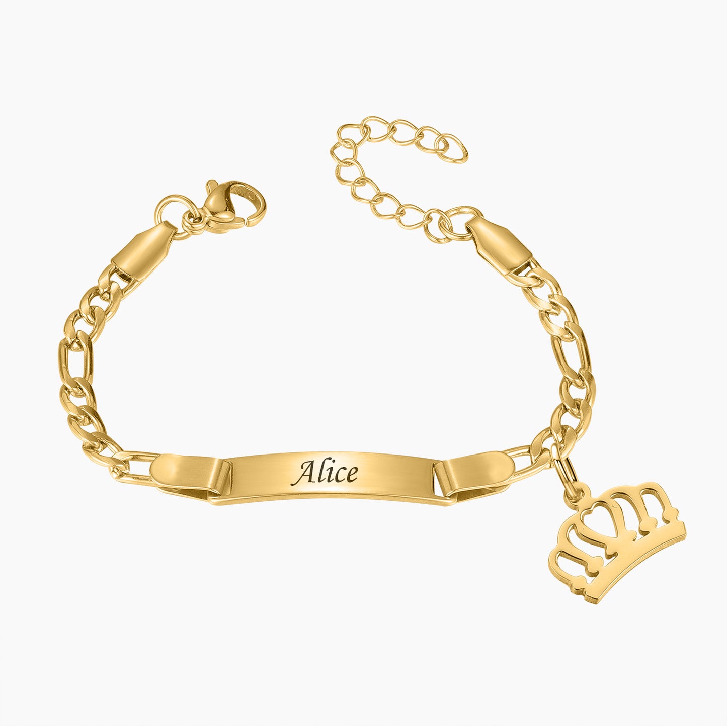 Bracciale con nome inciso a corona