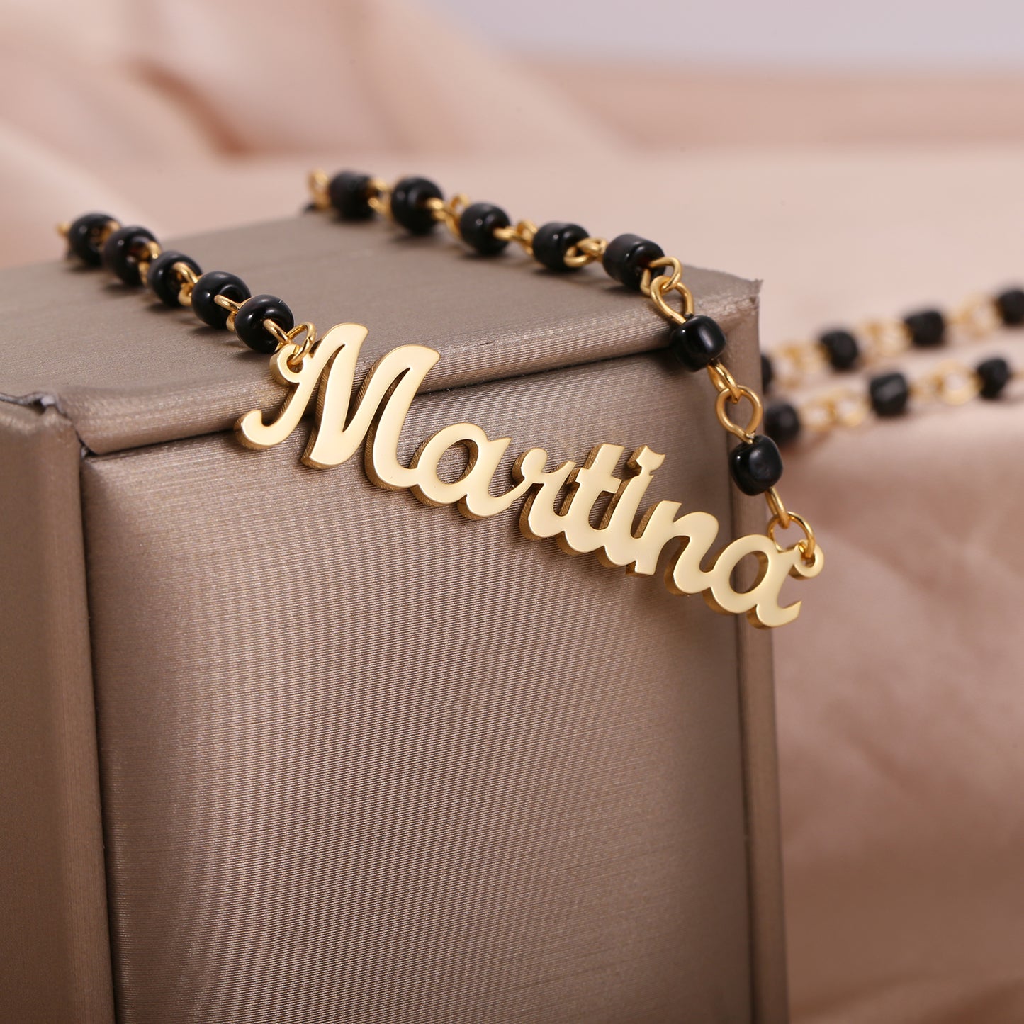 Black Pearl Name Necklace