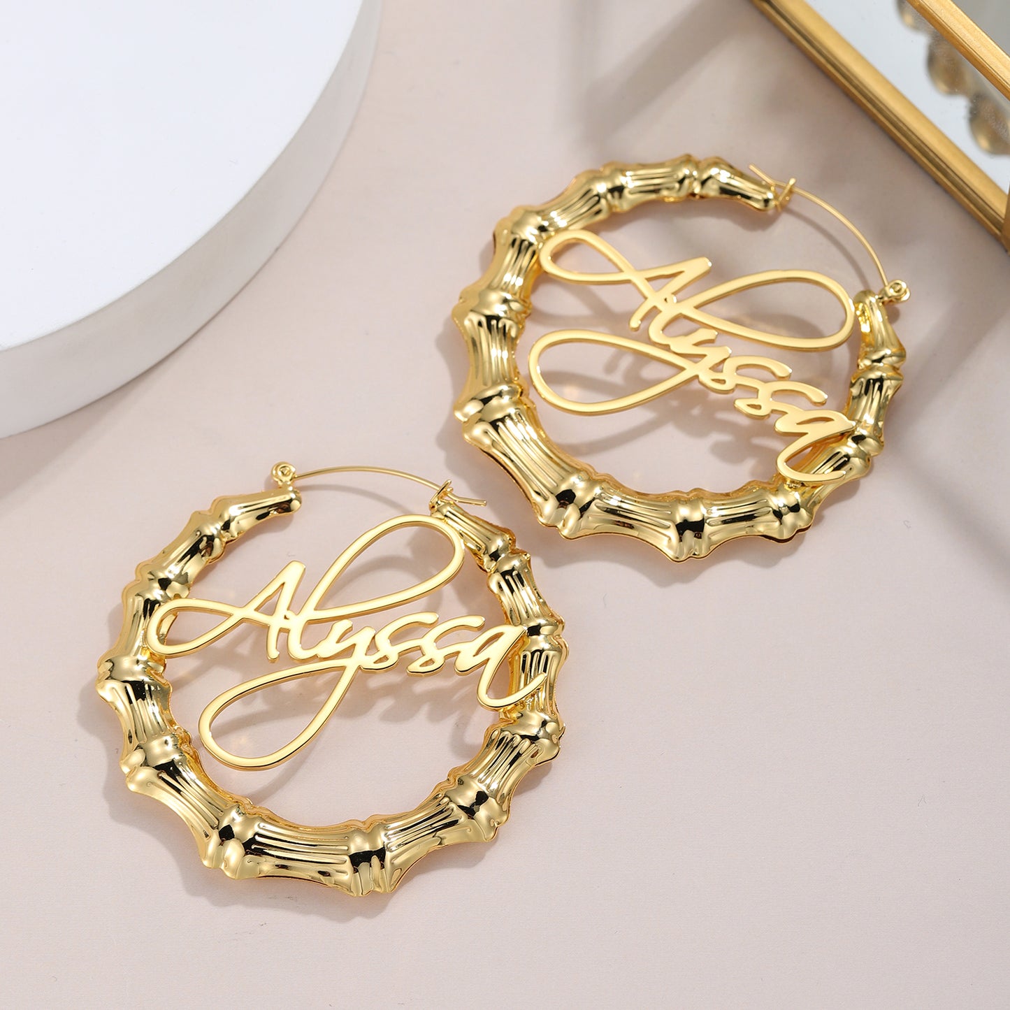 Hoop Bamboo Name Earrings