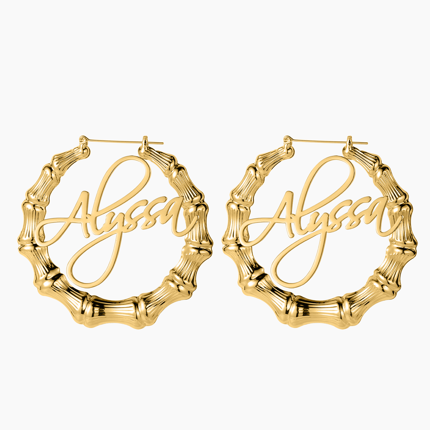 Hoop Bamboo Name Earrings