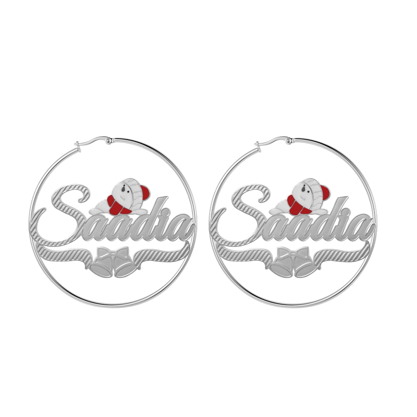 Santa Claus Two Tone Hoop Earring