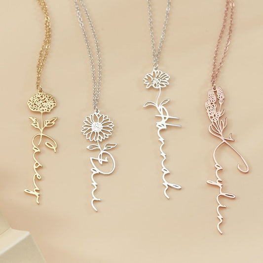 Collier Prénom Fleur de Naissance