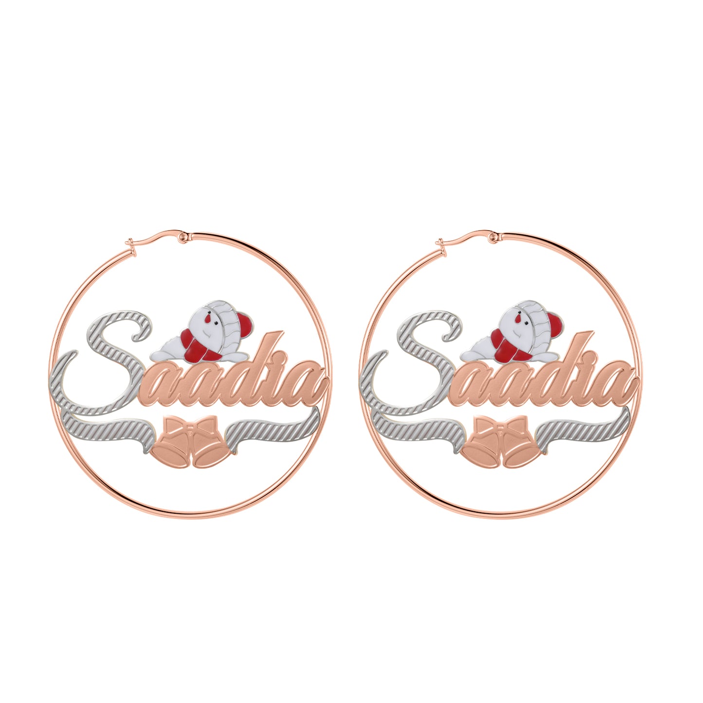 Santa Claus Two Tone Hoop Earring